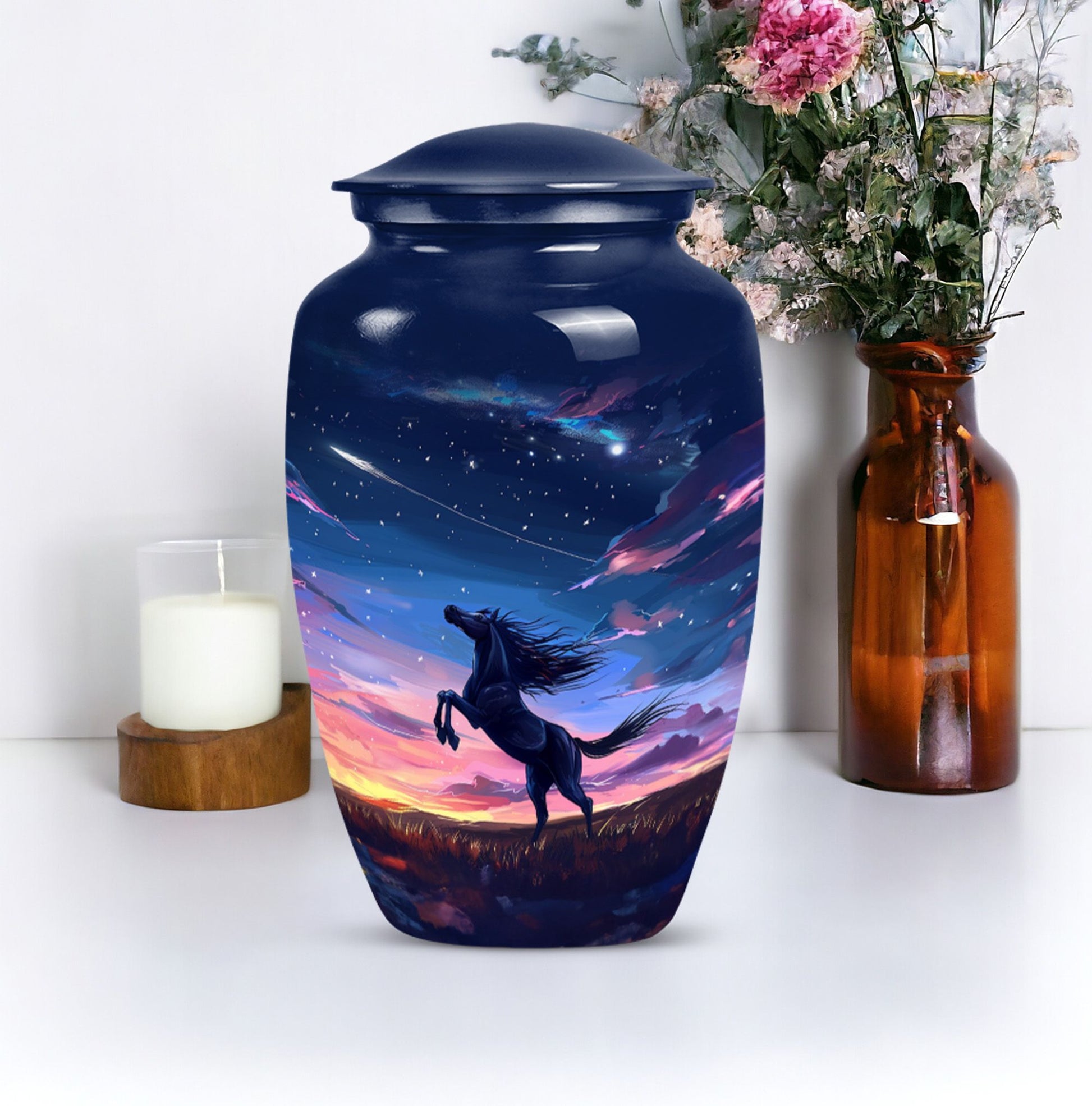 10-inch Classic Horse Urn, large memorial urn 