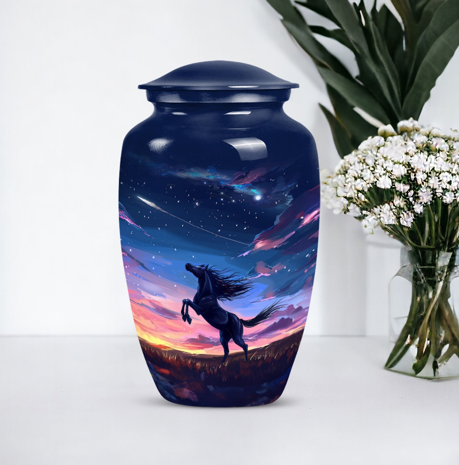 10-inch Classic Horse Urn, large memorial urn 