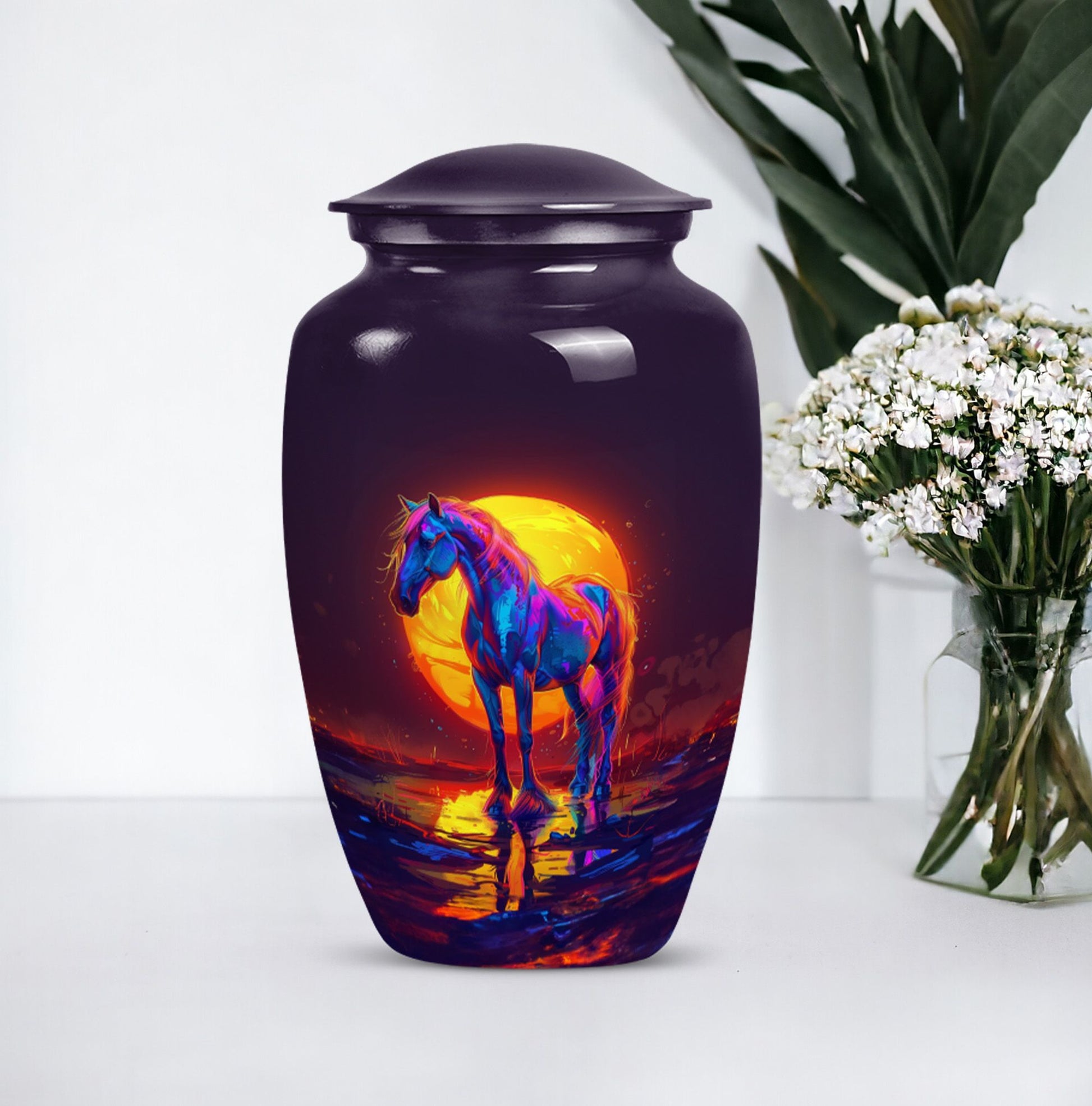 10-inch Classic Horse Urn.