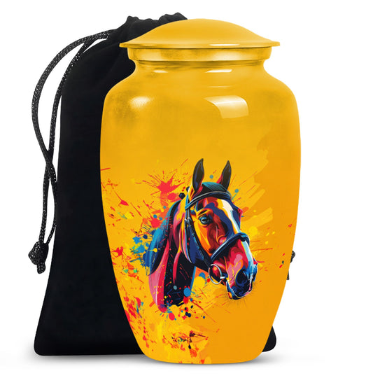 horse themed abstract classic urn