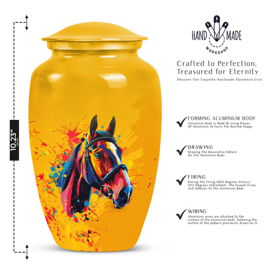 horse themed abstract classic urn