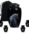 10-inch horse-themed, classic design funeral urn for ashes.