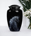 10-inch horse-themed, classic design funeral urn for ashes.