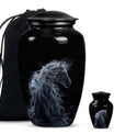 10-inch horse-themed, classic design funeral urn for ashes.