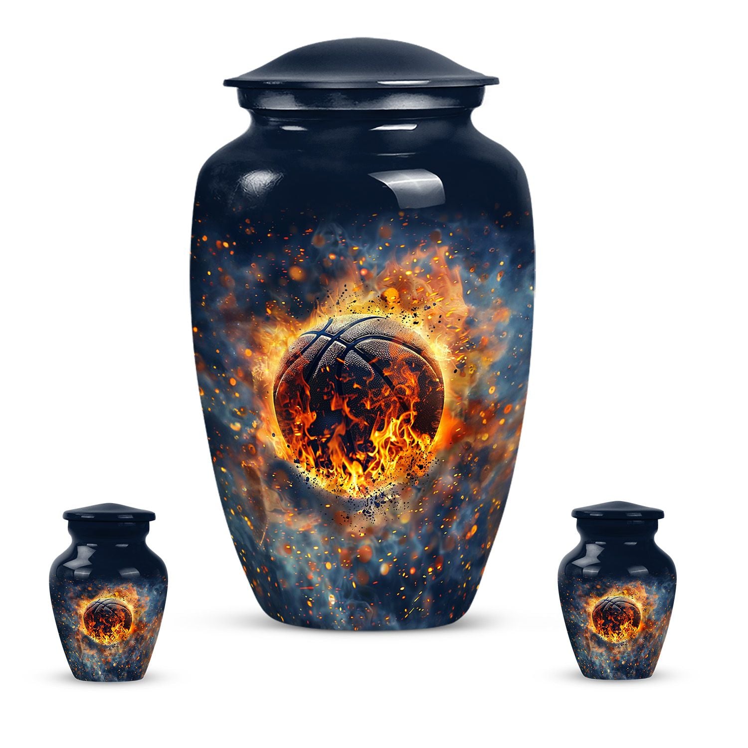 10-inch classic abstract basketball urn.