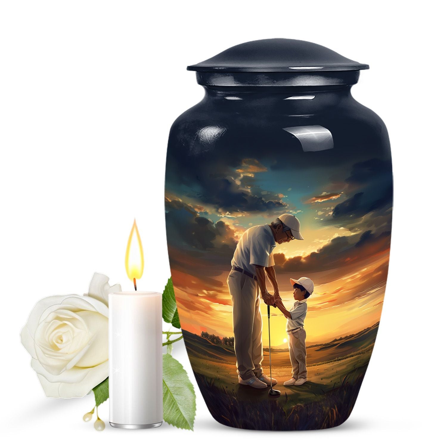 10-inch classic large golf urn, aluminium burial urn.