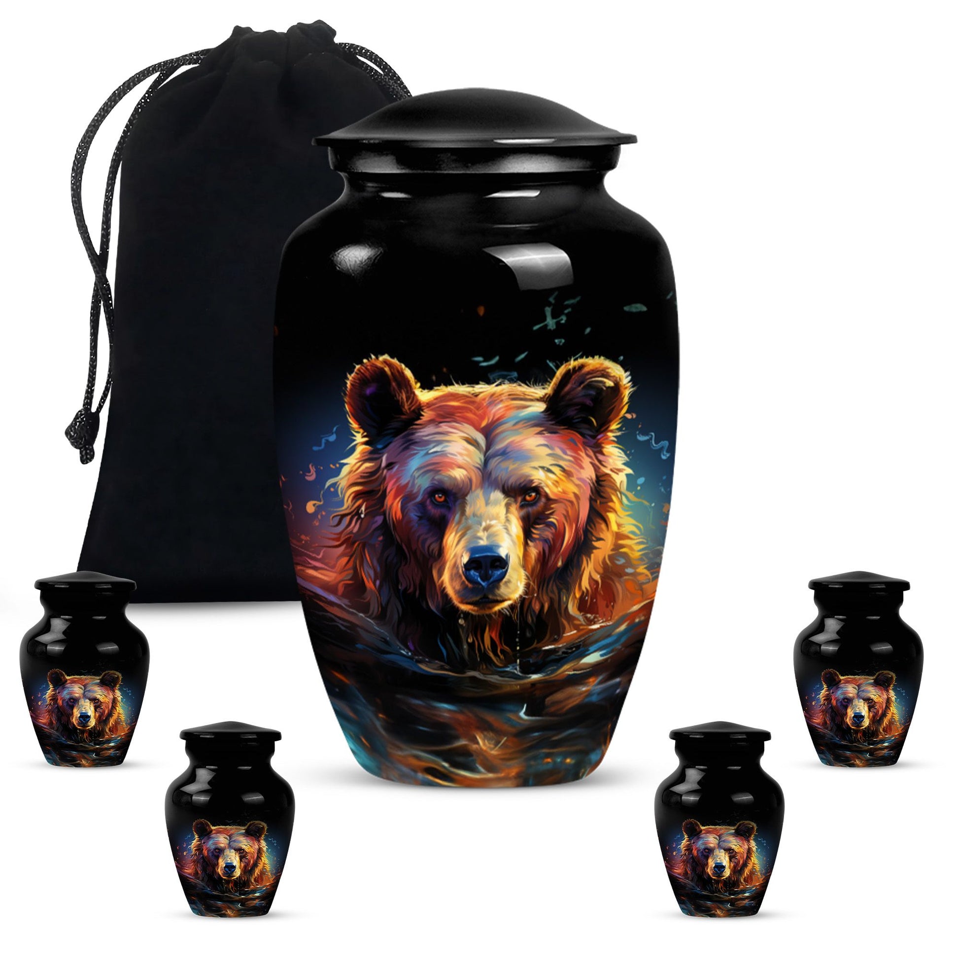 bear urn for adult ashes with engraving option.