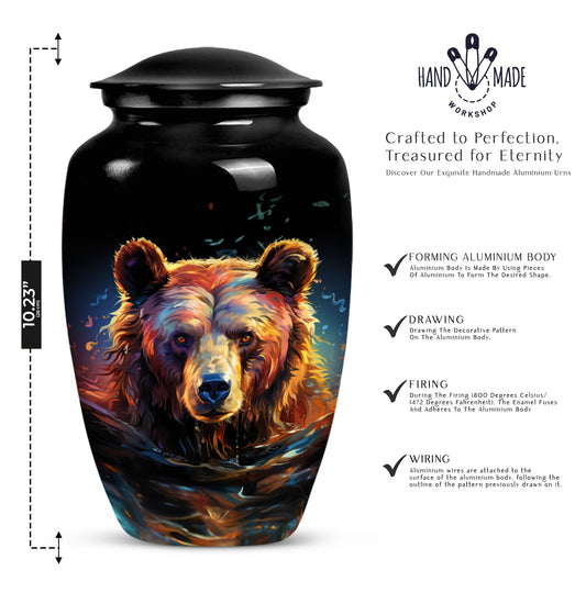 bear urn for adult ashes with engraving option.