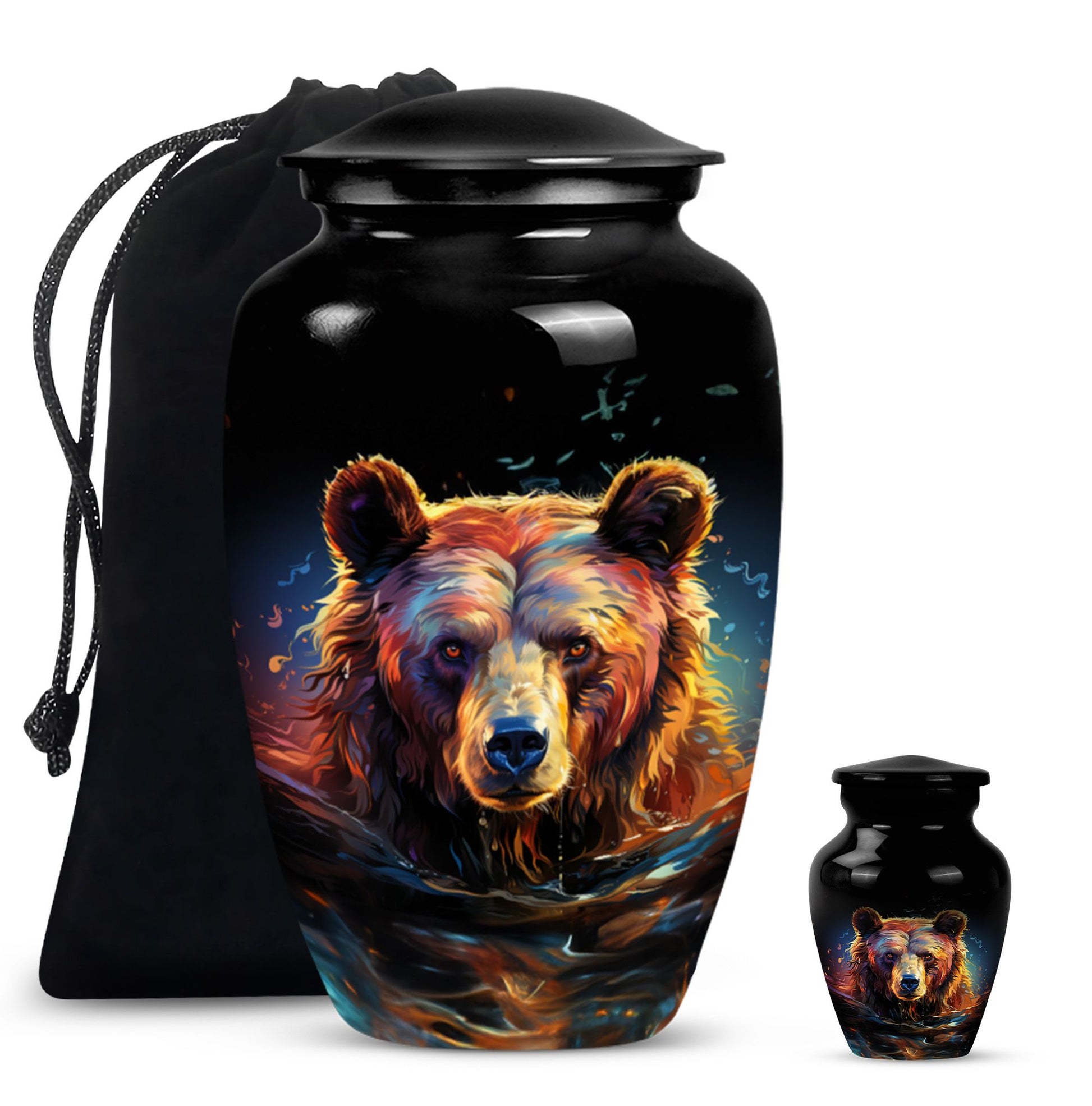 bear urn for adult ashes with engraving option.