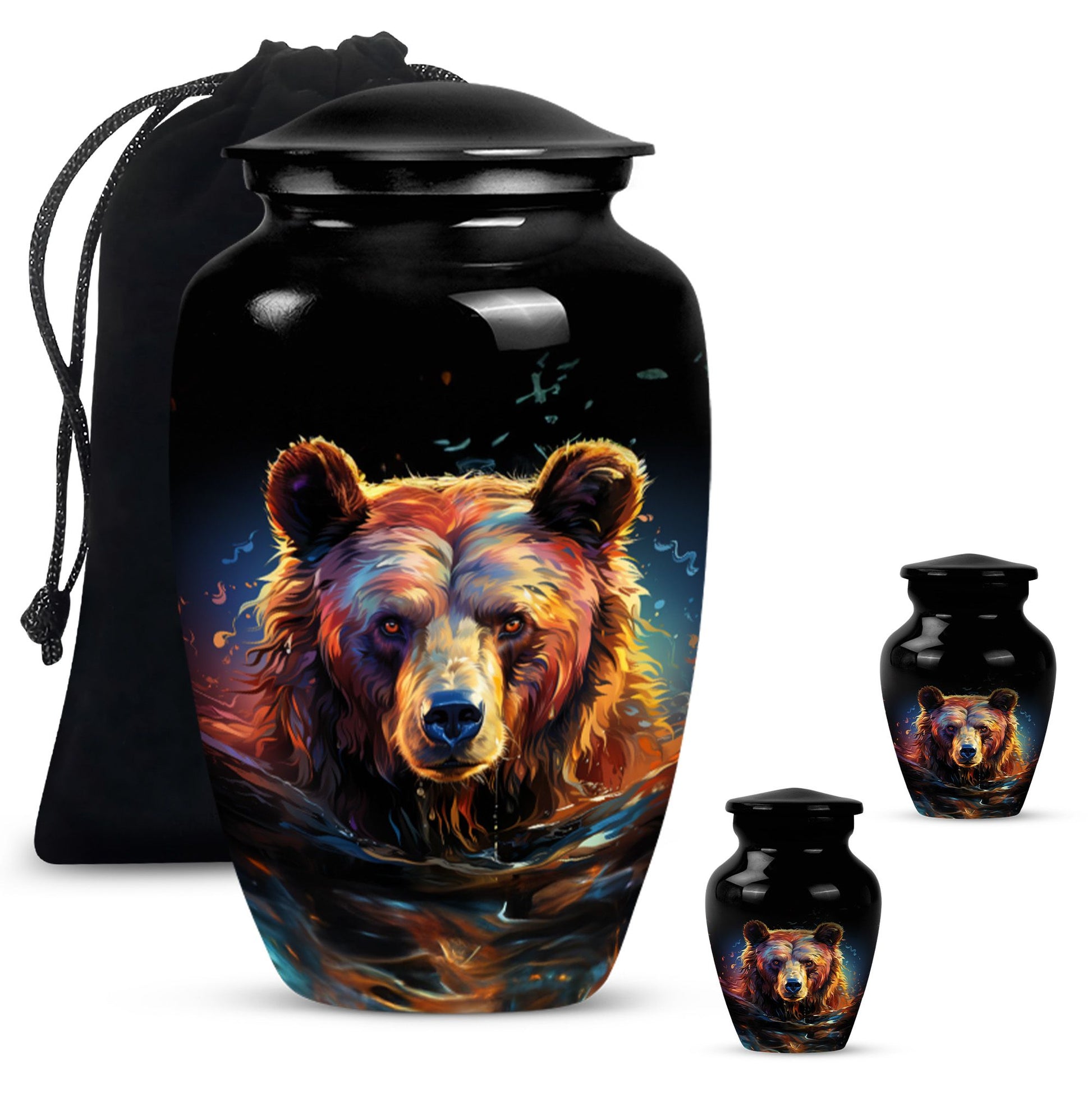 bear urn for adult ashes with engraving option.