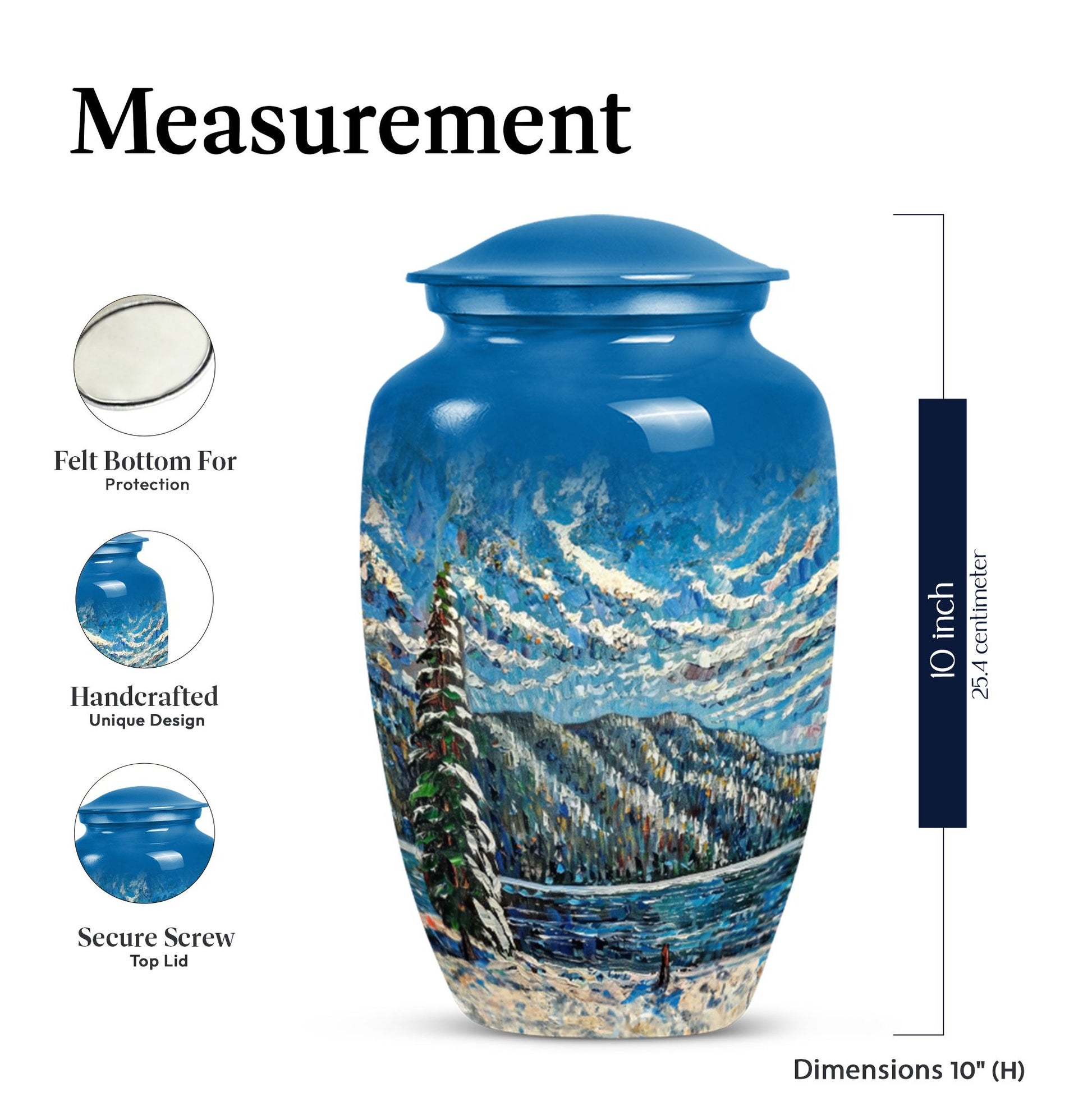 Classic 10-inch Mountains Urn, a large cremation urn.