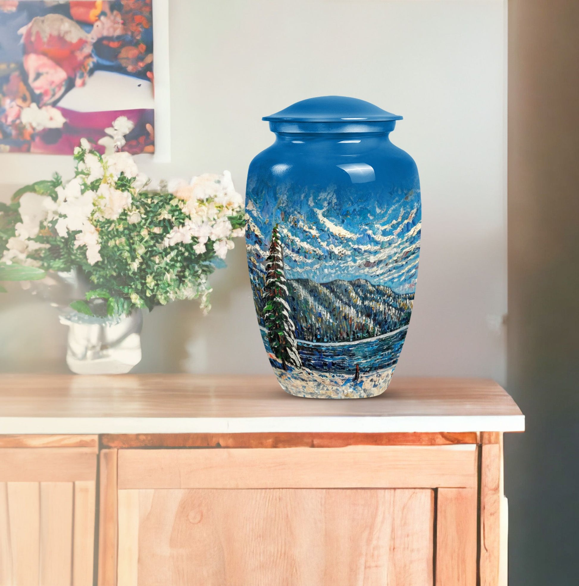 Classic 10-inch Mountains Urn, a large cremation urn.