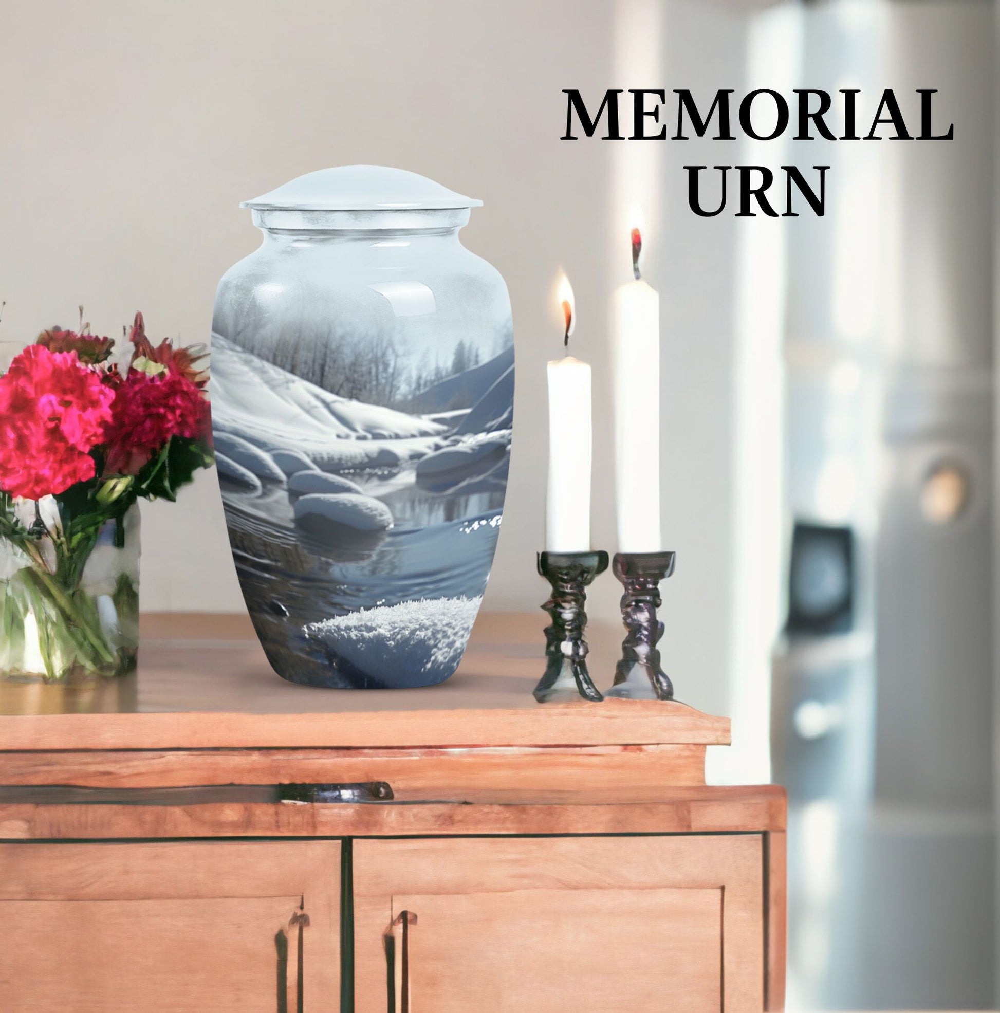 10-inch Aluminum Mountains Urn for ashes.