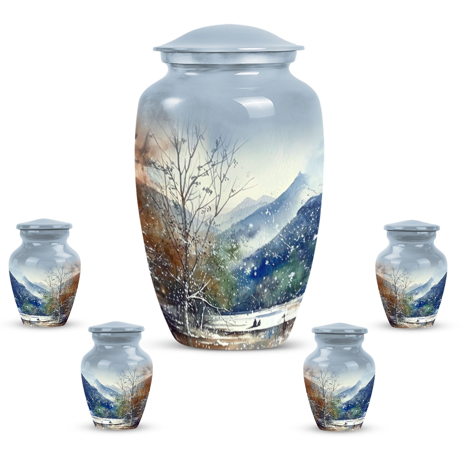 Abstract-themed Mountains Urn.