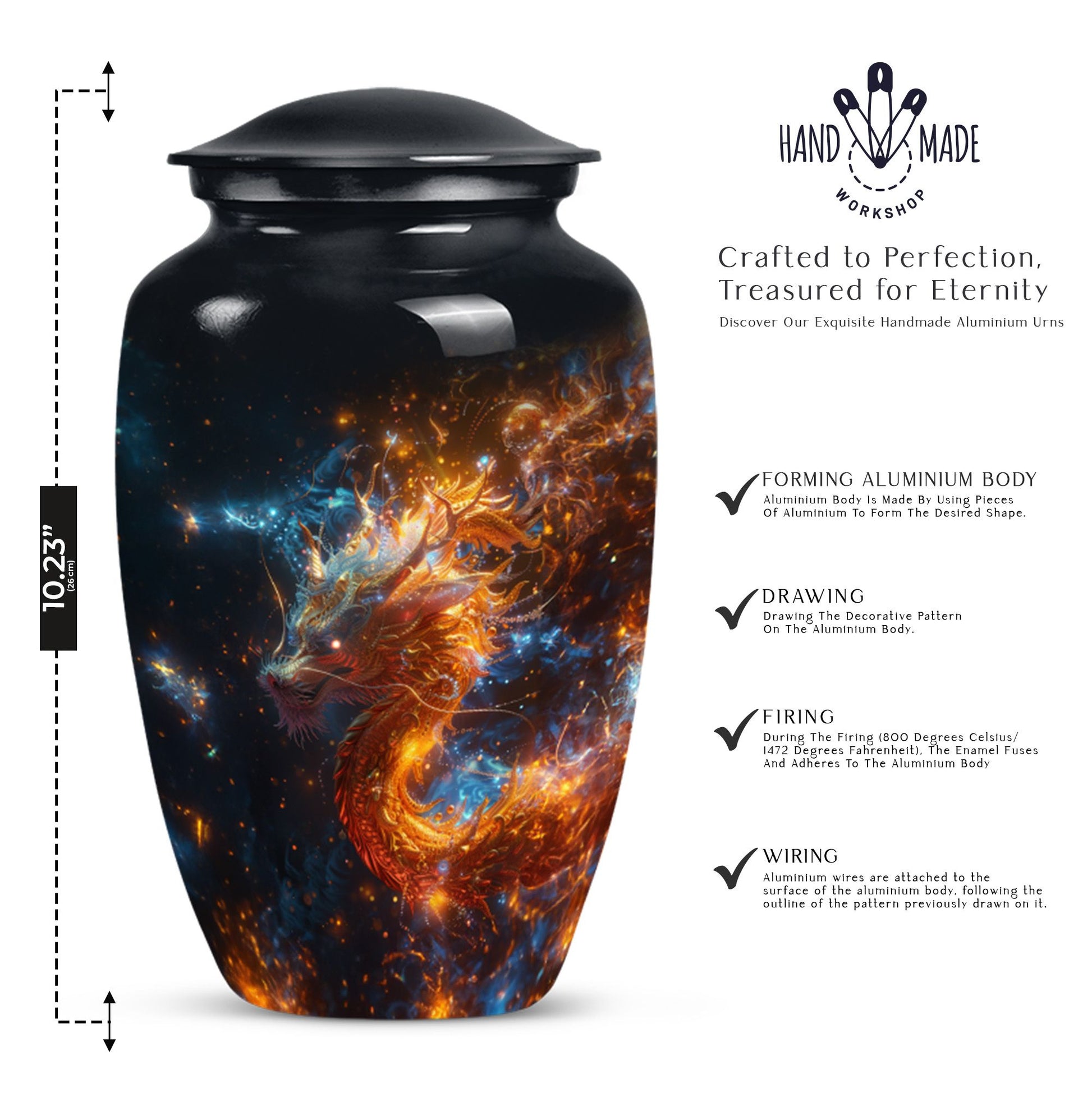 Classic 10-inch abstract dragon urn for adult