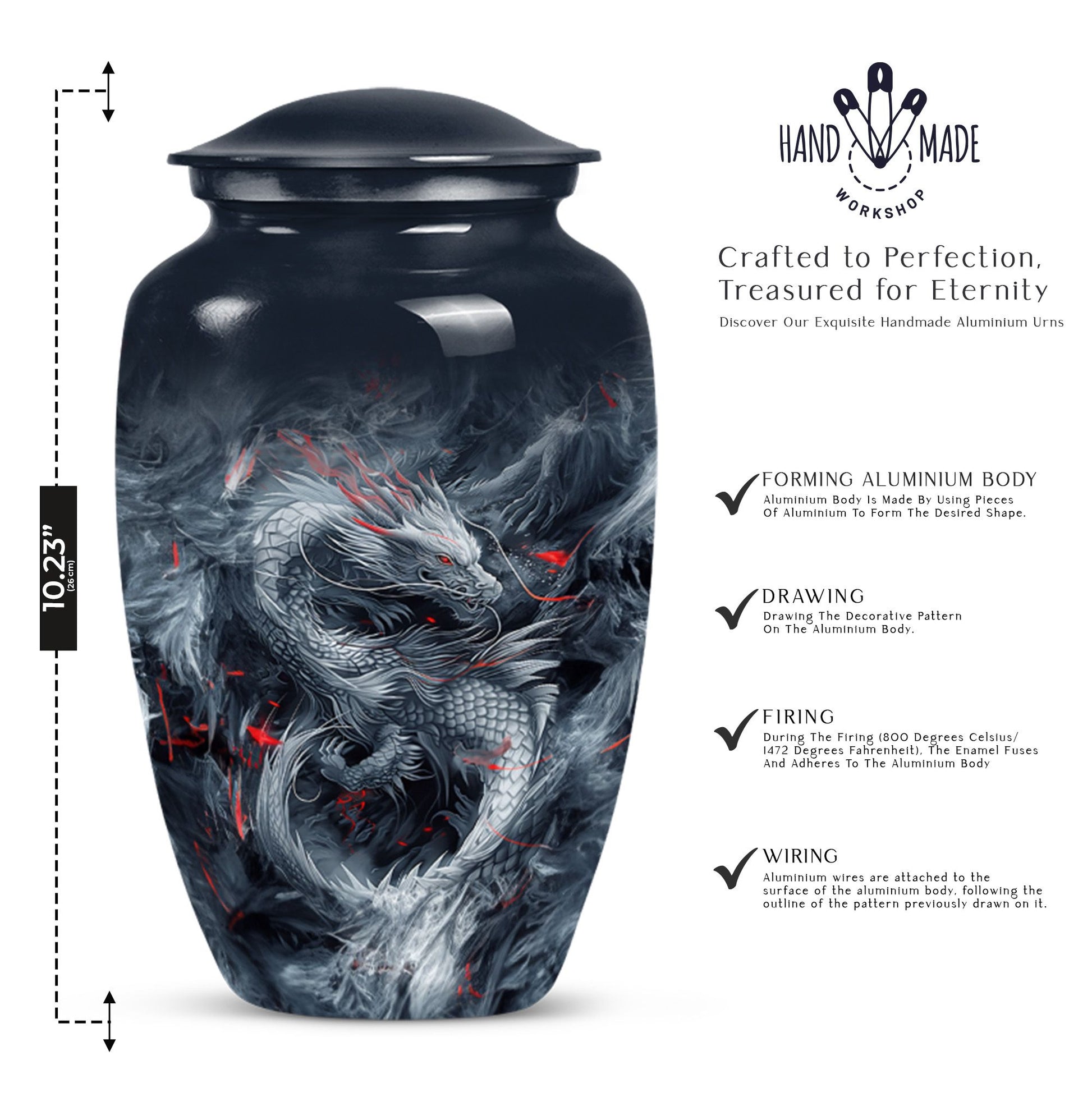 10 inch dragon urn, a classic cremation urn