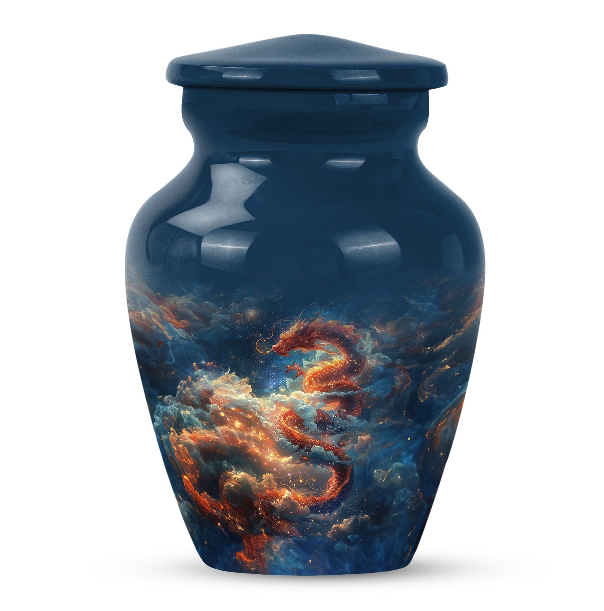 Elegant abstract-design 10-inch dragon urn.