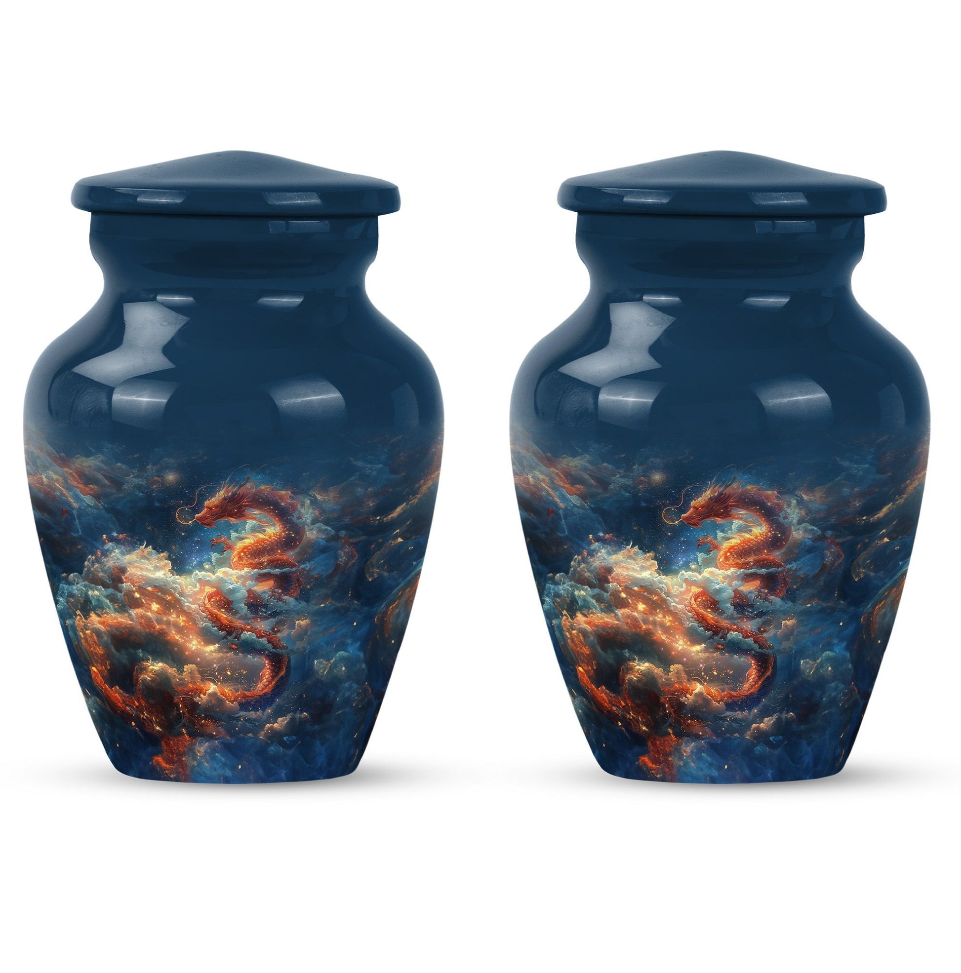 Elegant abstract-design 10-inch dragon urn.