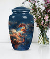 Elegant abstract-design 10-inch dragon urn.