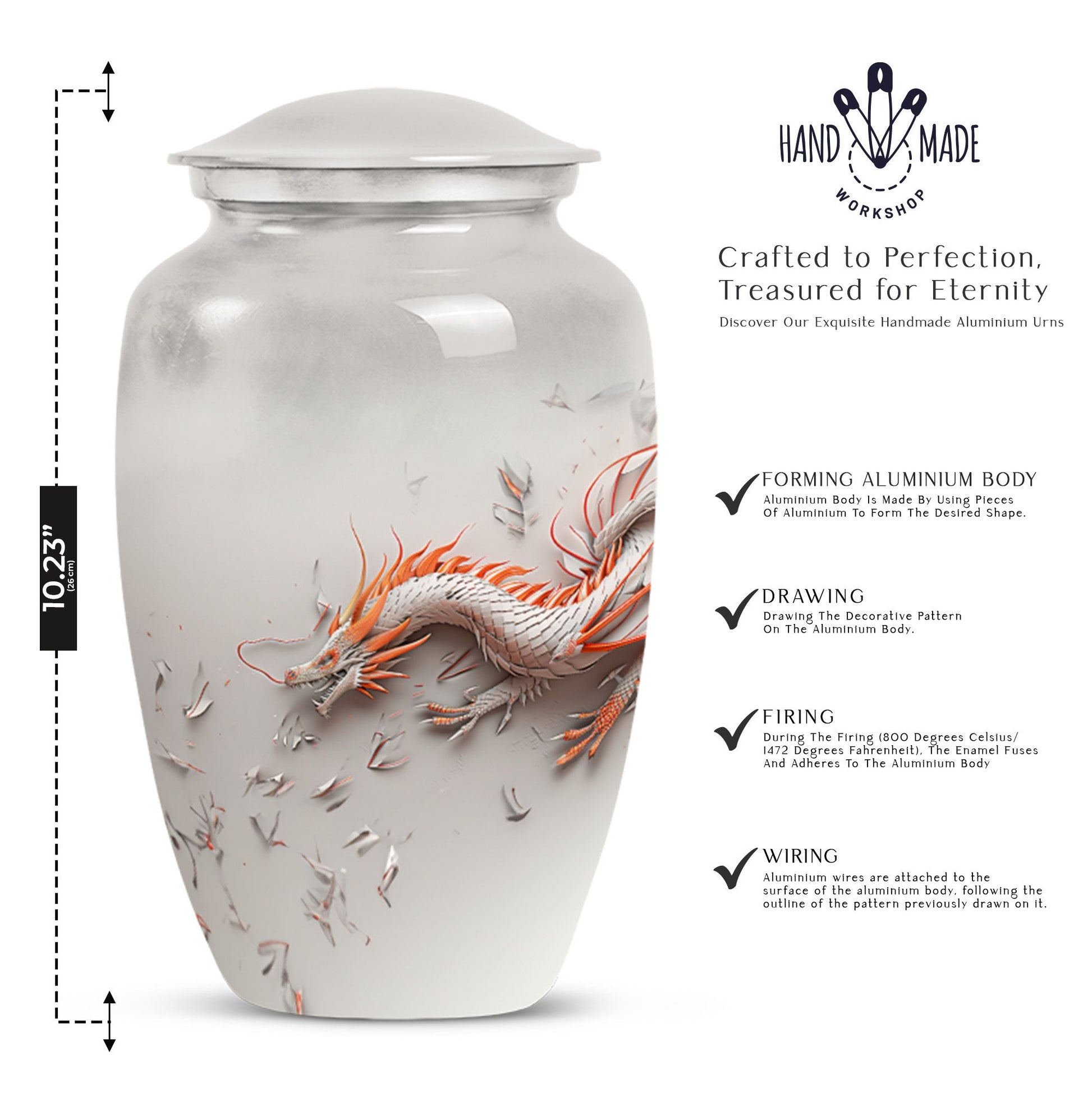 Classic 10-inch dragon Urn, suitable for male adult memorial.