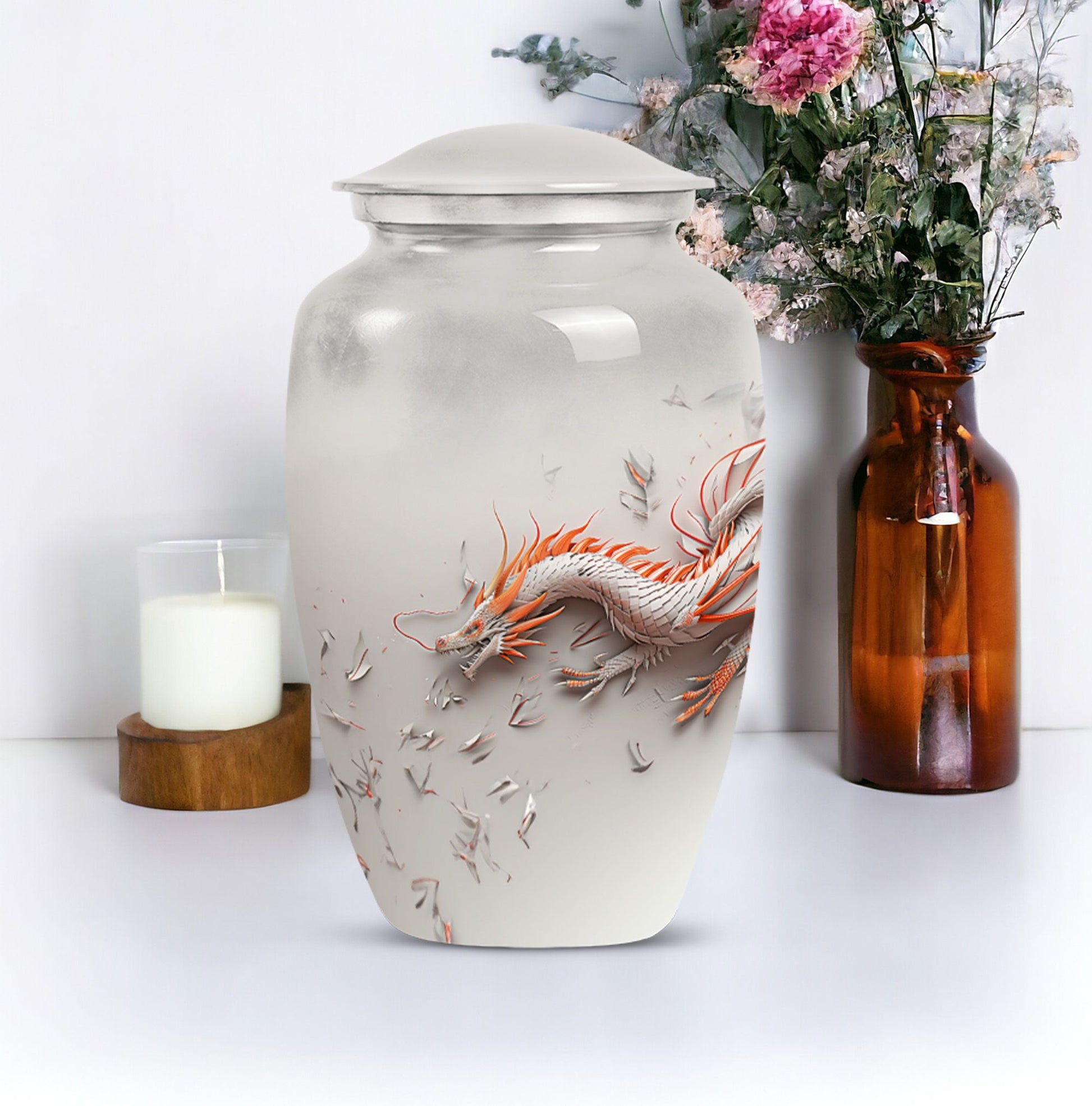 Classic 10-inch dragon Urn, suitable for male adult memorial.