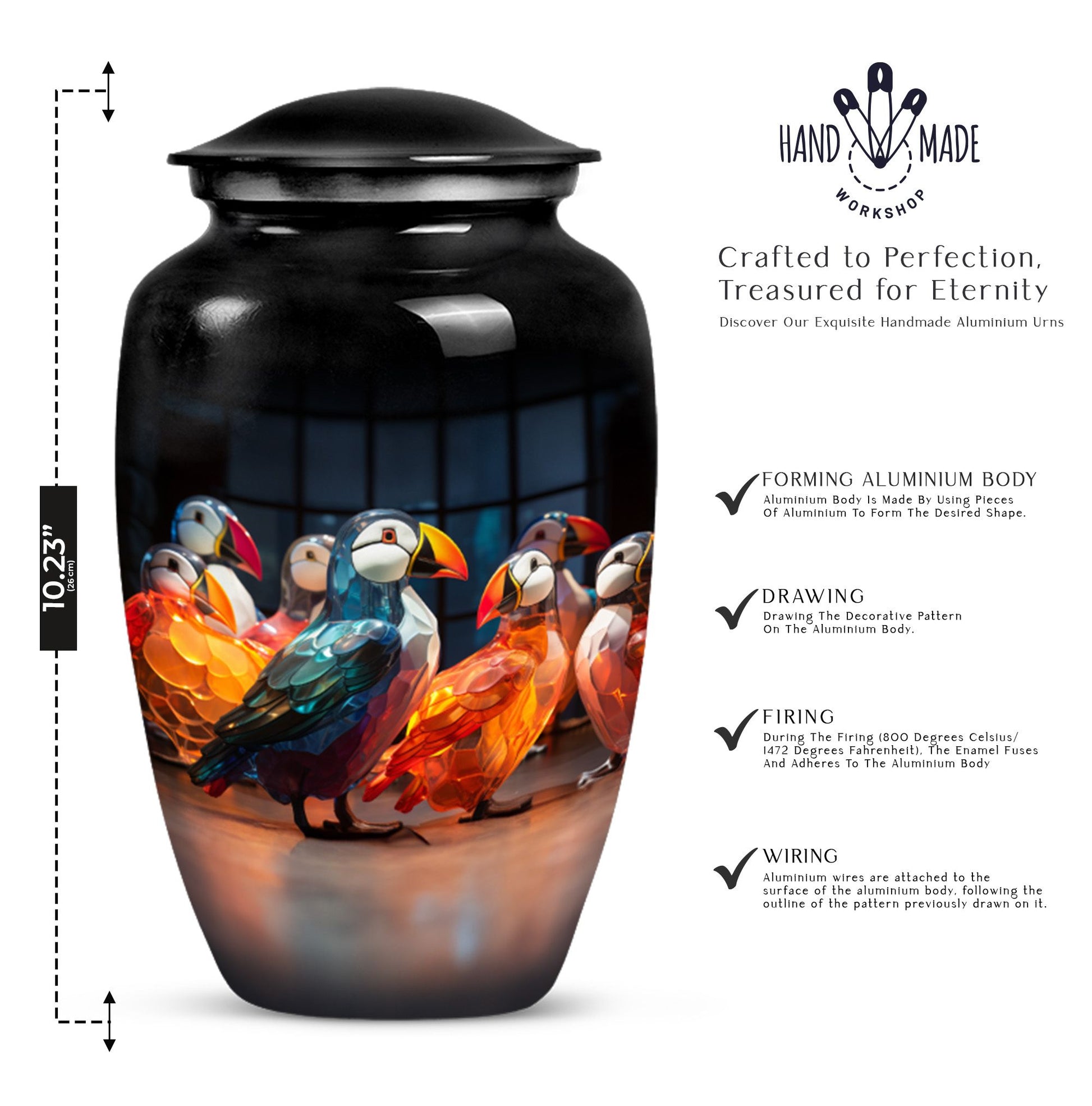 Puffin bird Urn, memorial urn 