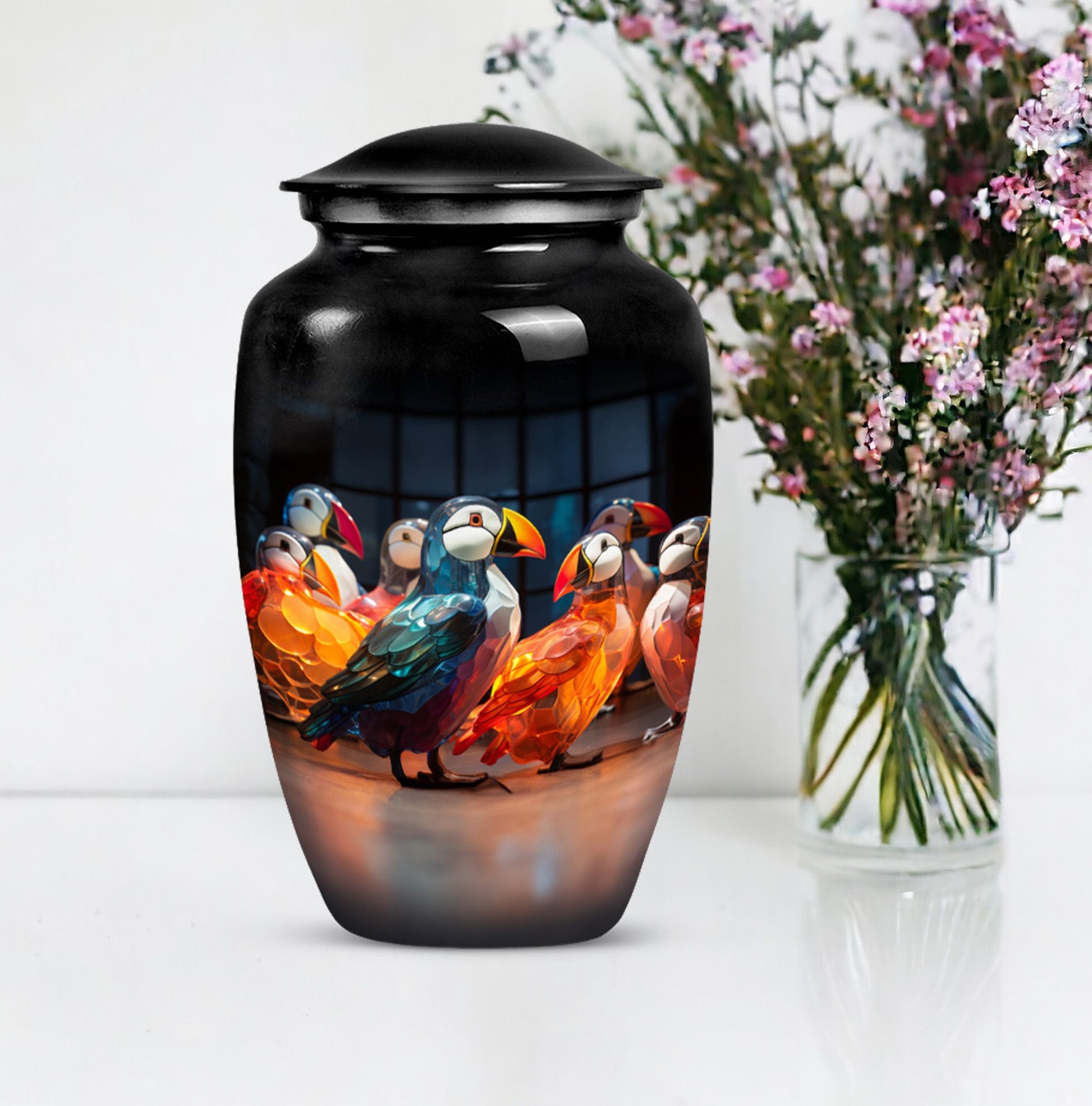 Puffin bird Urn, memorial urn 