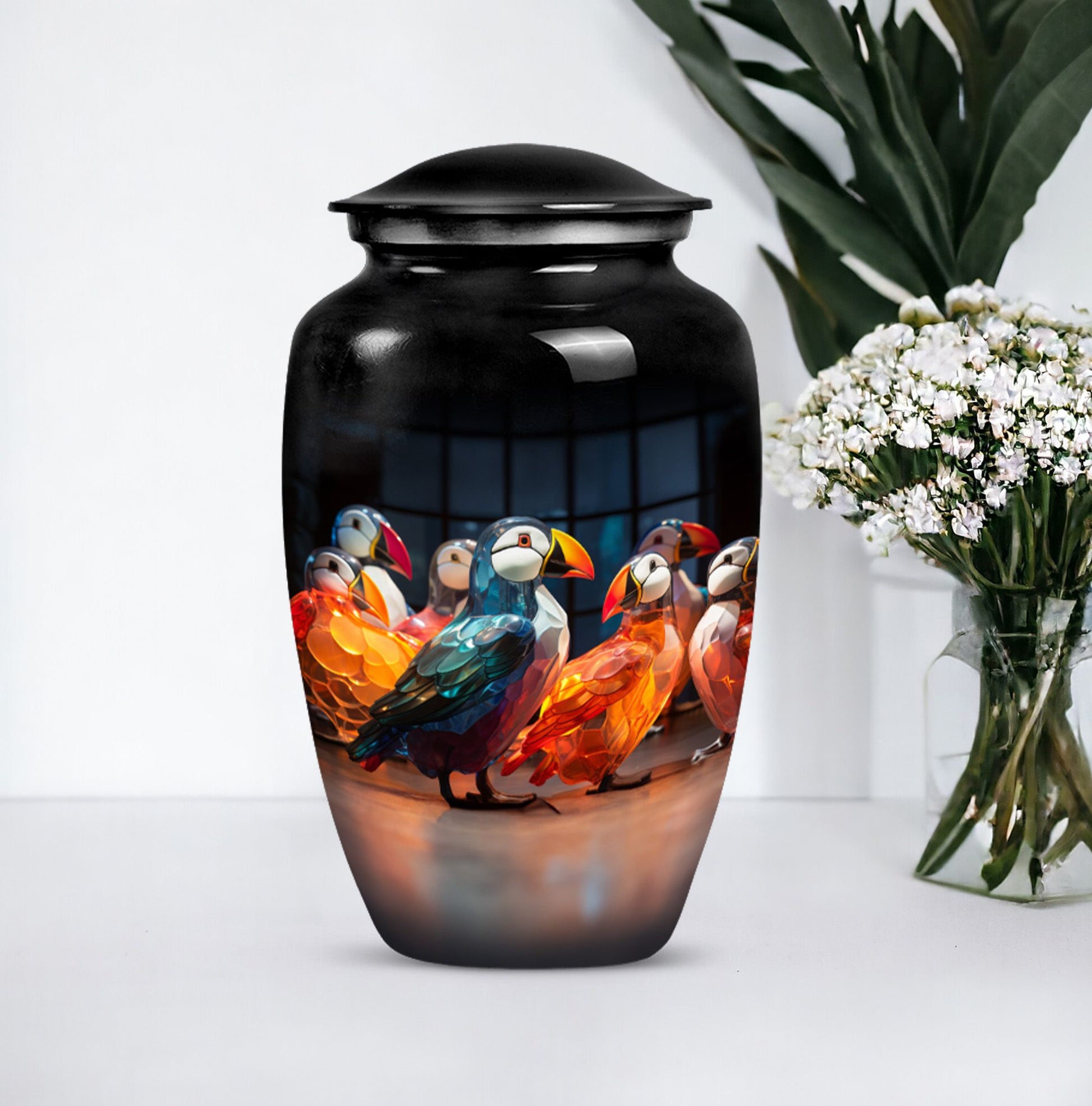 Puffin bird Urn, memorial urn 