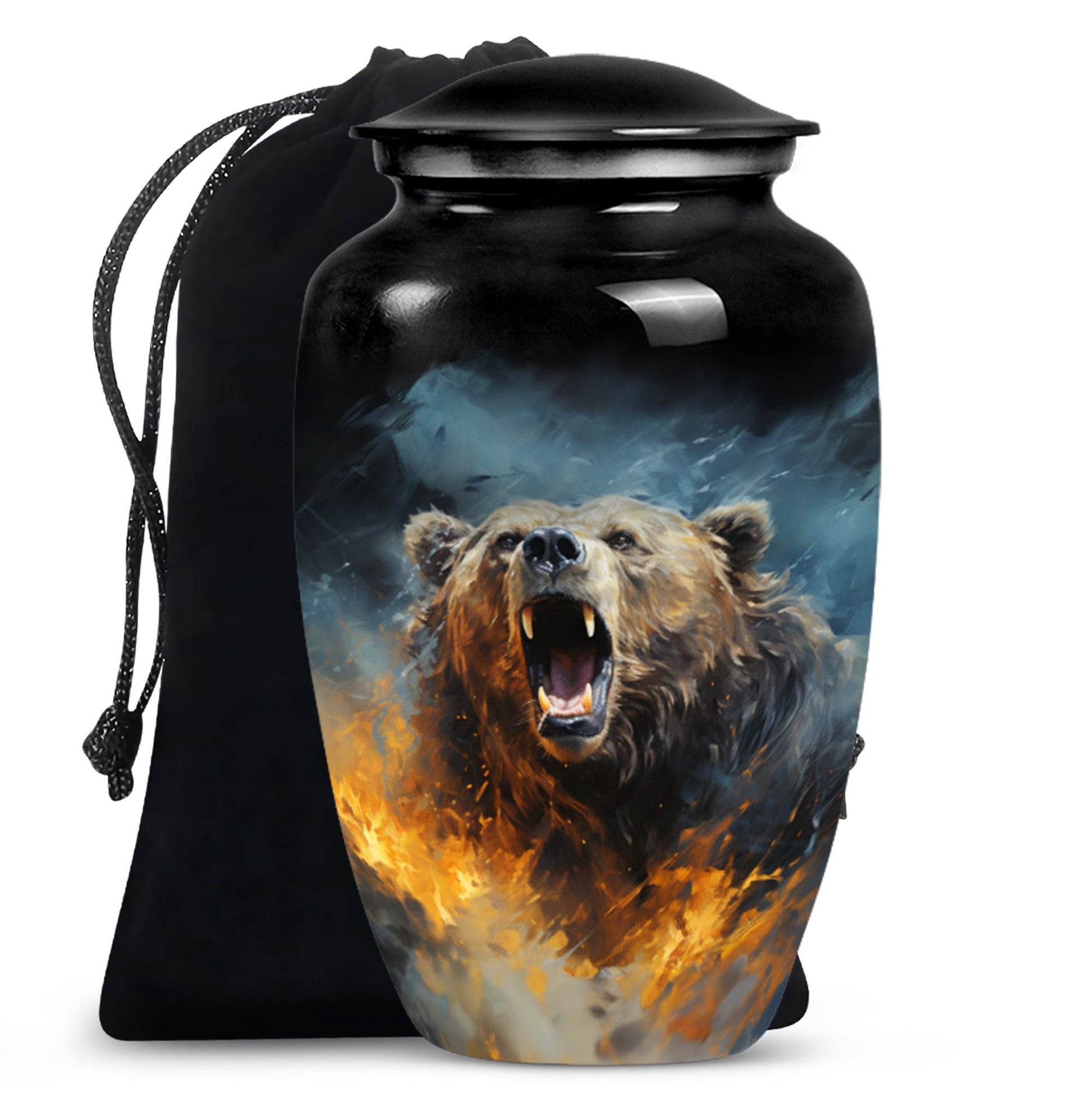 10-inch Grizzly bear Urn, classic aluminium cremation urn