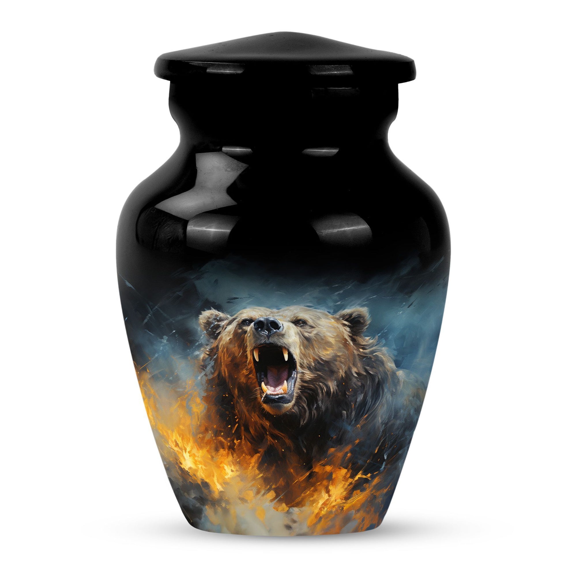 10-inch Grizzly bear Urn, classic aluminium cremation urn