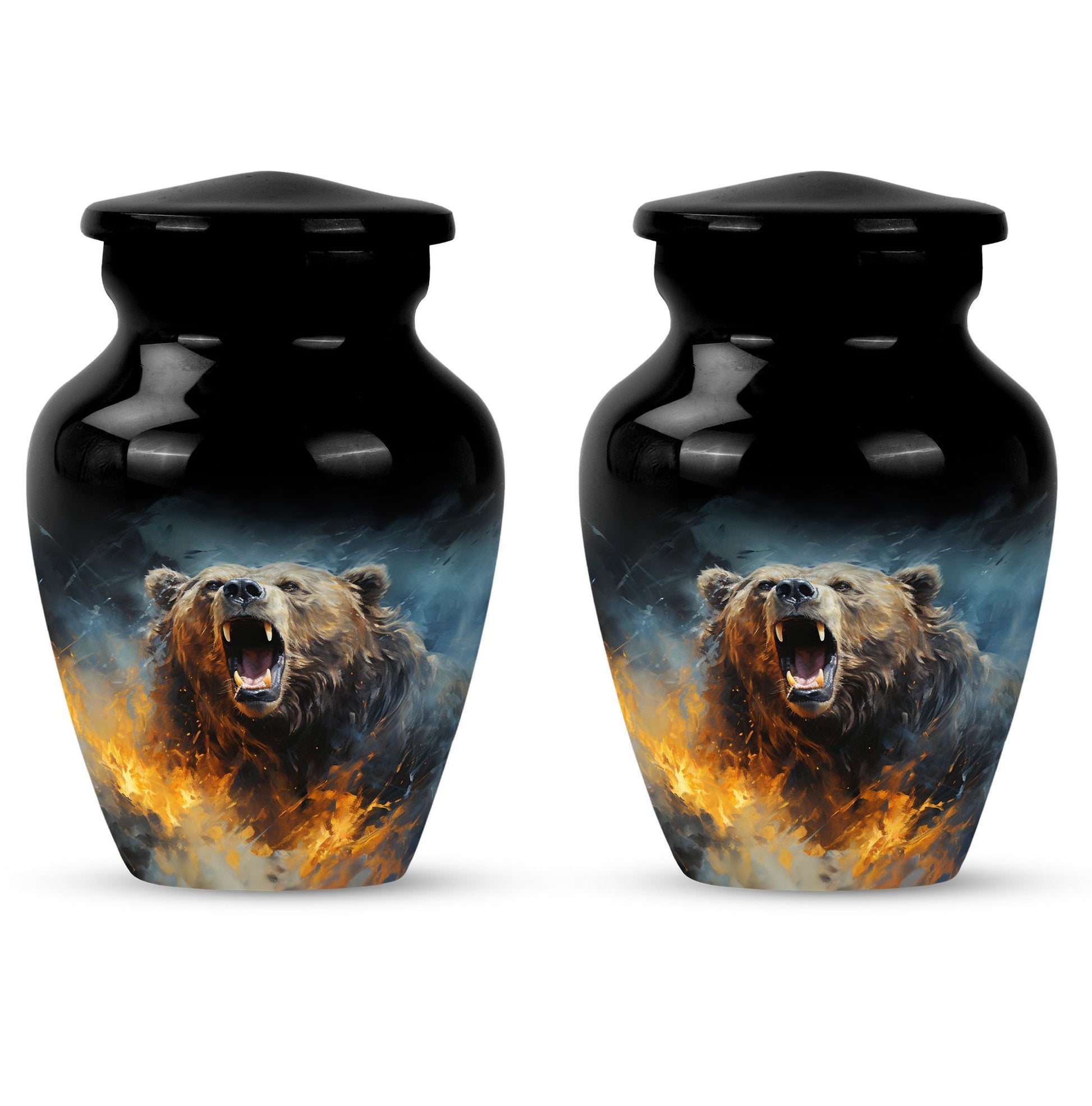 10-inch Grizzly bear Urn, classic aluminium cremation urn