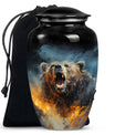 10-inch Grizzly bear Urn, classic aluminium cremation urn