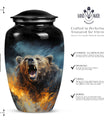 10-inch Grizzly bear Urn, classic aluminium cremation urn