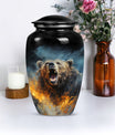 10-inch Grizzly bear Urn, classic aluminium cremation urn