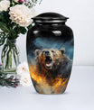 10-inch Grizzly bear Urn, classic aluminium cremation urn