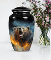 10-inch Grizzly bear Urn, classic aluminium cremation urn