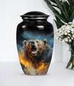 10-inch Grizzly bear Urn, classic aluminium cremation urn