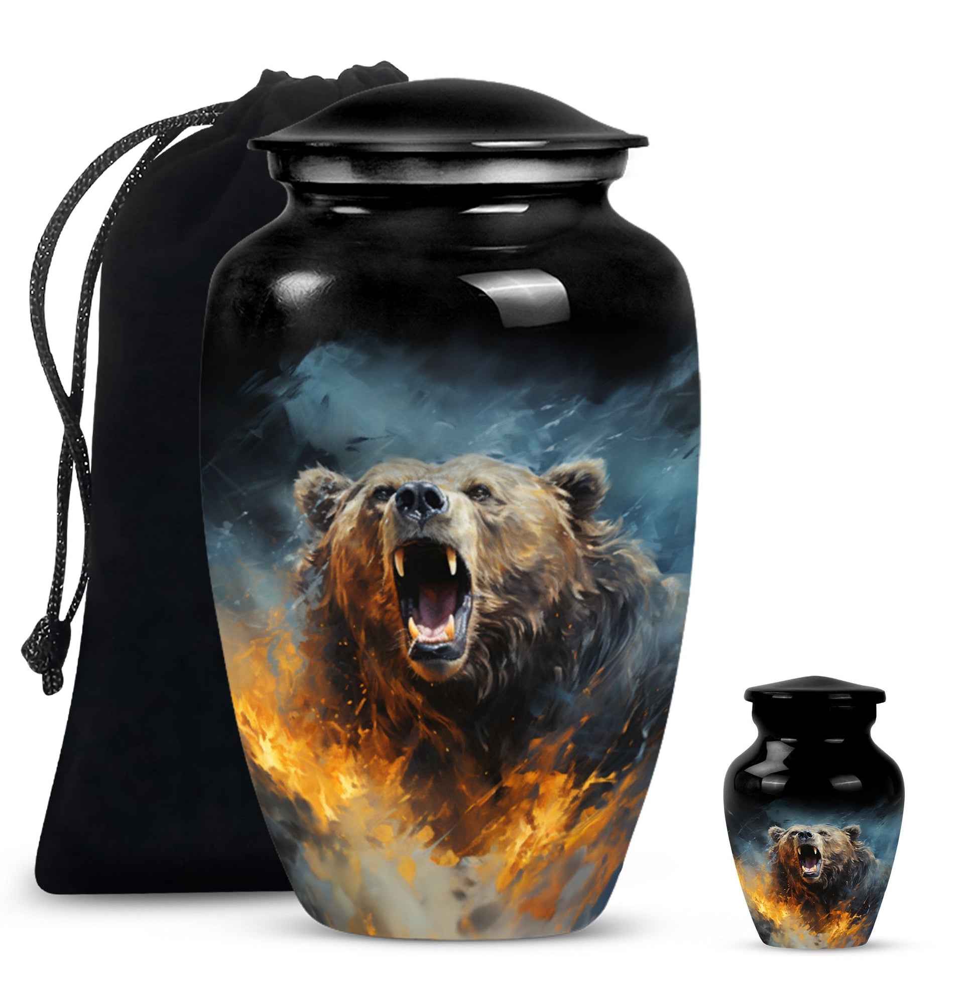 10-inch Grizzly bear Urn, classic aluminium cremation urn