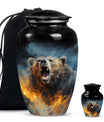 10-inch Grizzly bear Urn, classic aluminium cremation urn