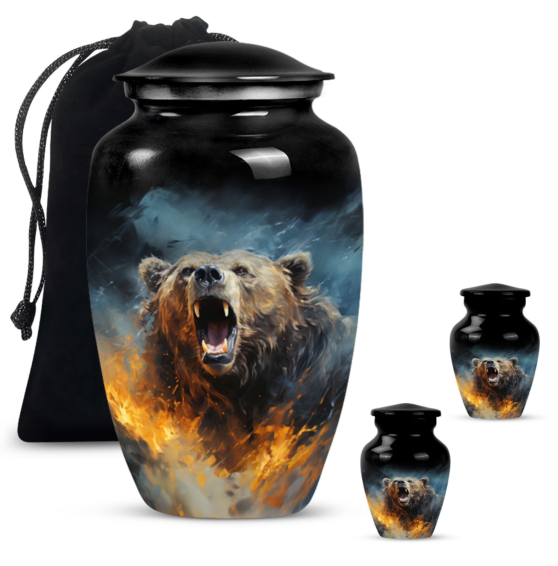 10-inch Grizzly bear Urn, classic aluminium cremation urn