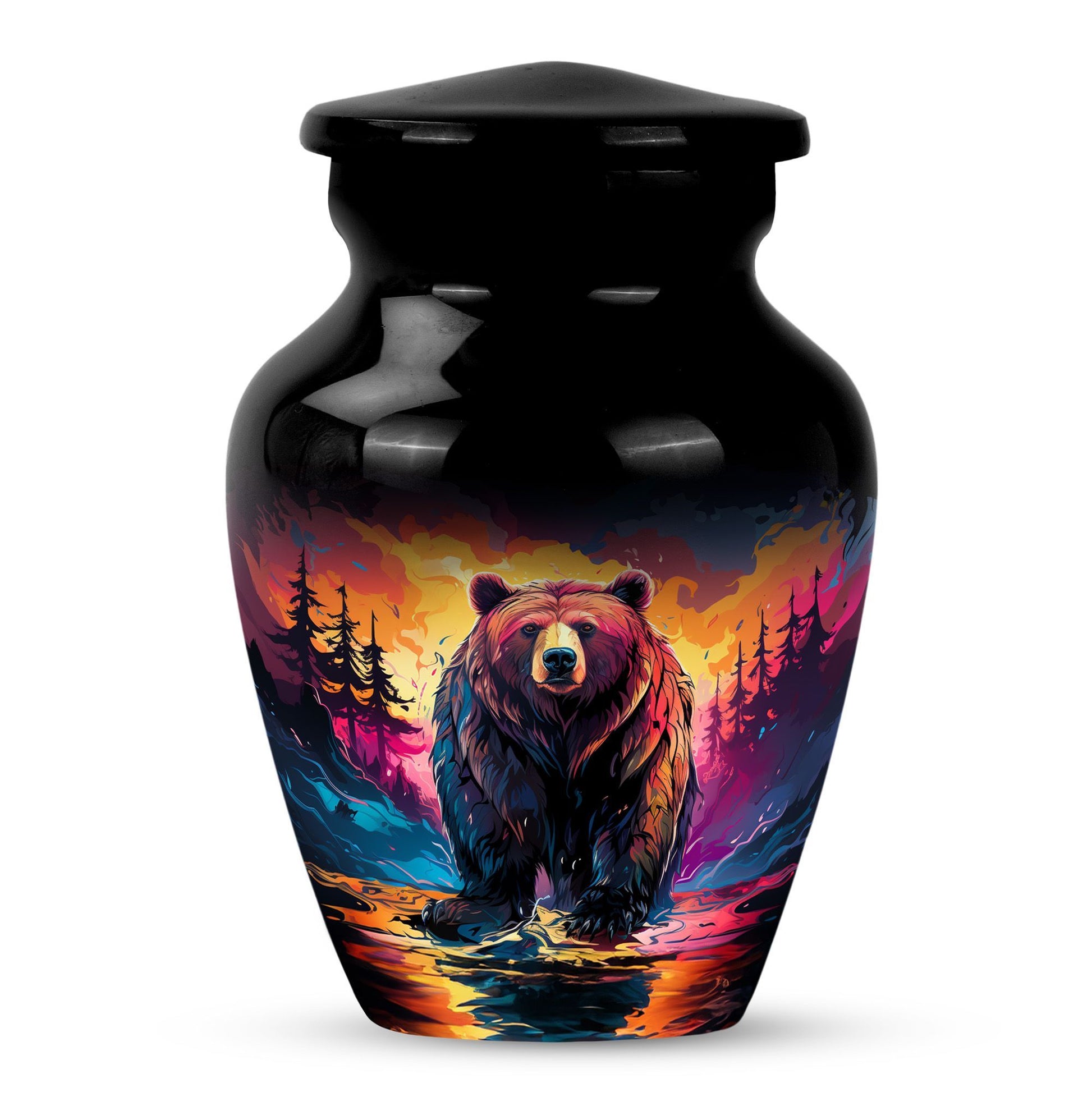 10-inch Grizzly Bear Urn, Classic-style Aluminium Funeral 