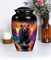 10-inch Grizzly Bear Urn, Classic-style Aluminium Funeral 