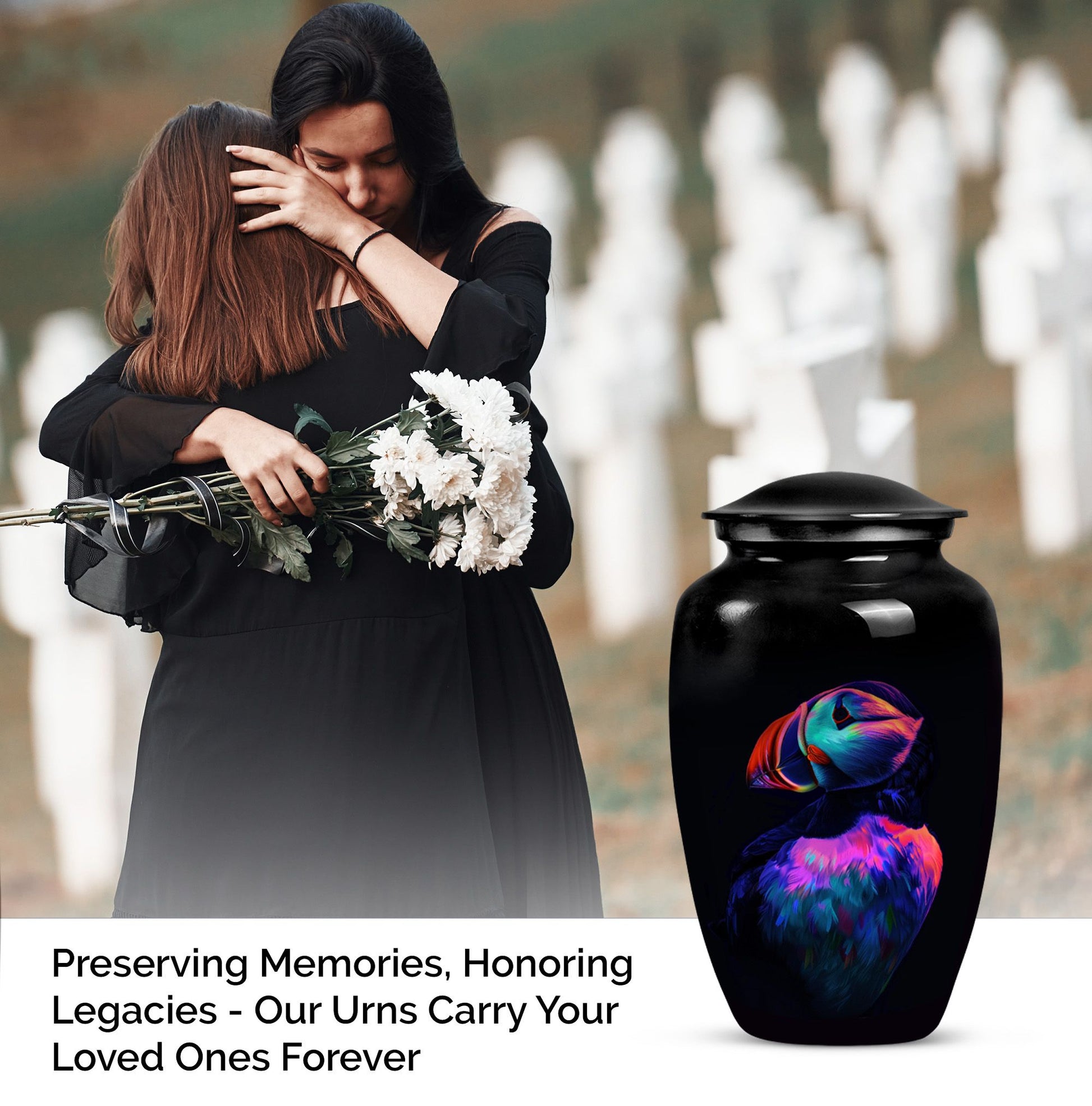 Classic 10-inch Puffin bird urn for cremation ashes