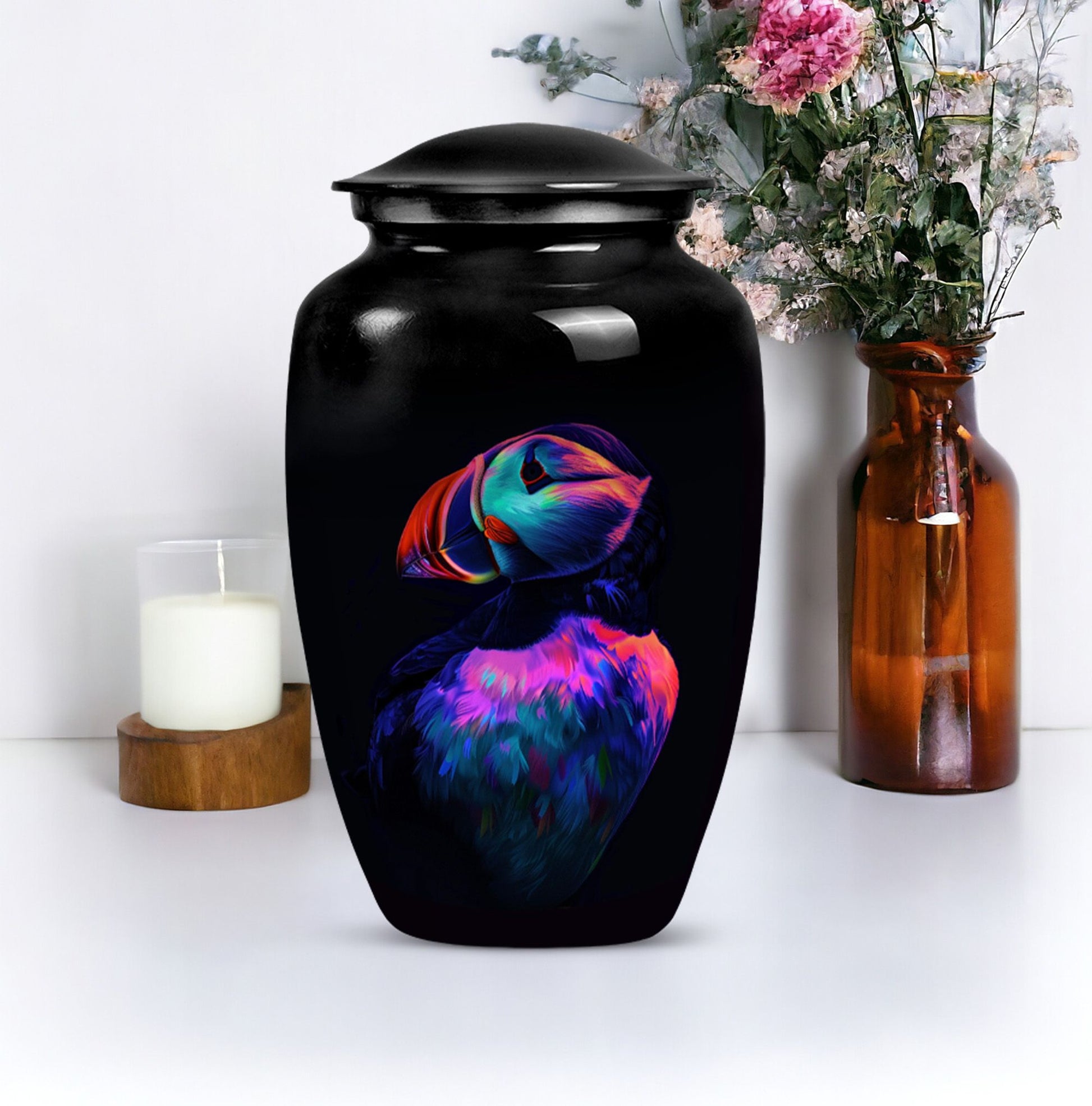 Classic 10-inch Puffin bird urn for cremation ashes