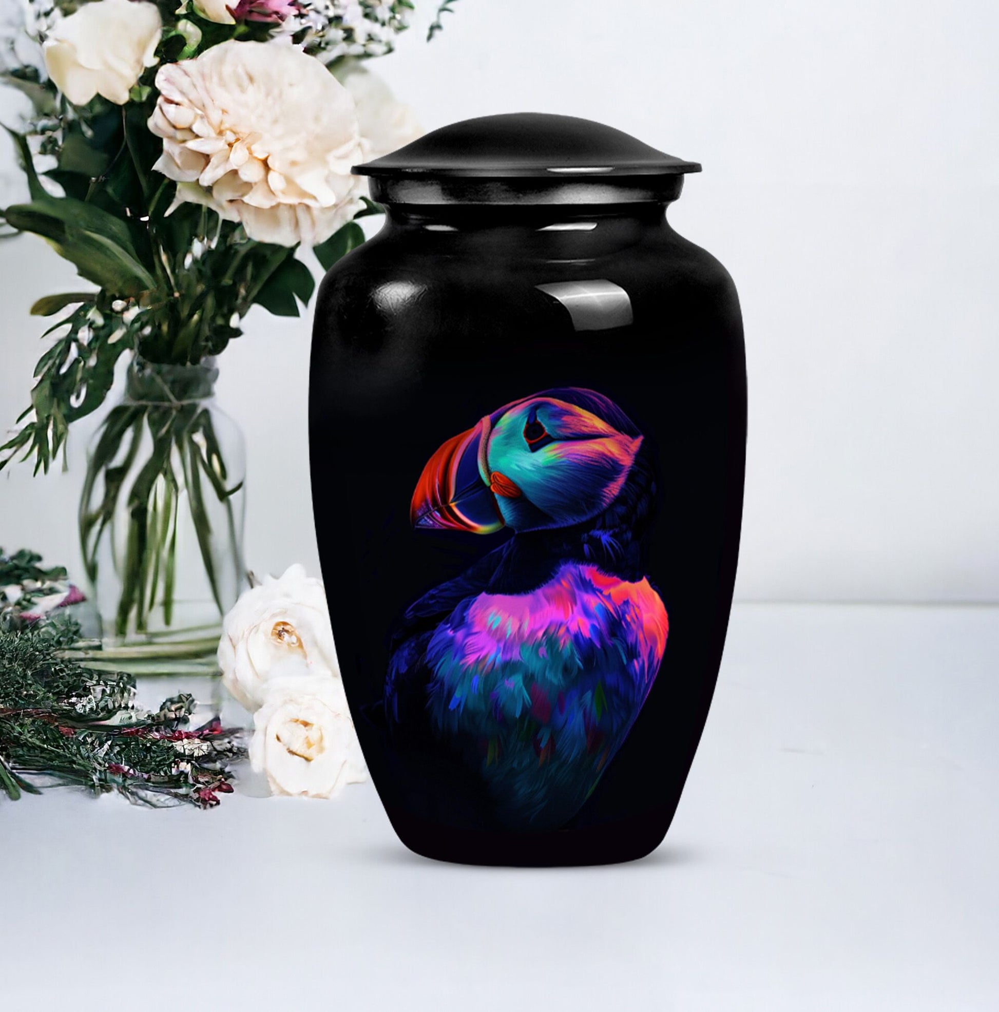 Classic 10-inch Puffin bird urn for cremation ashes