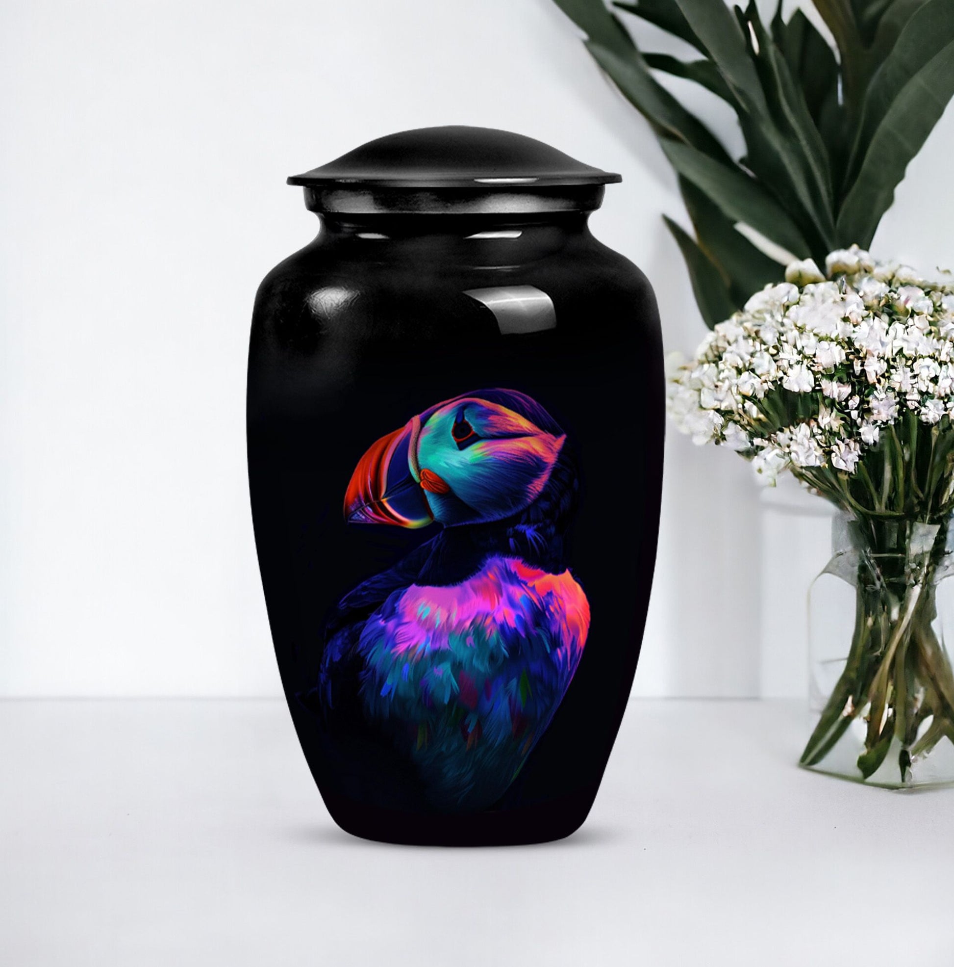 Classic 10-inch Puffin bird urn for cremation ashes