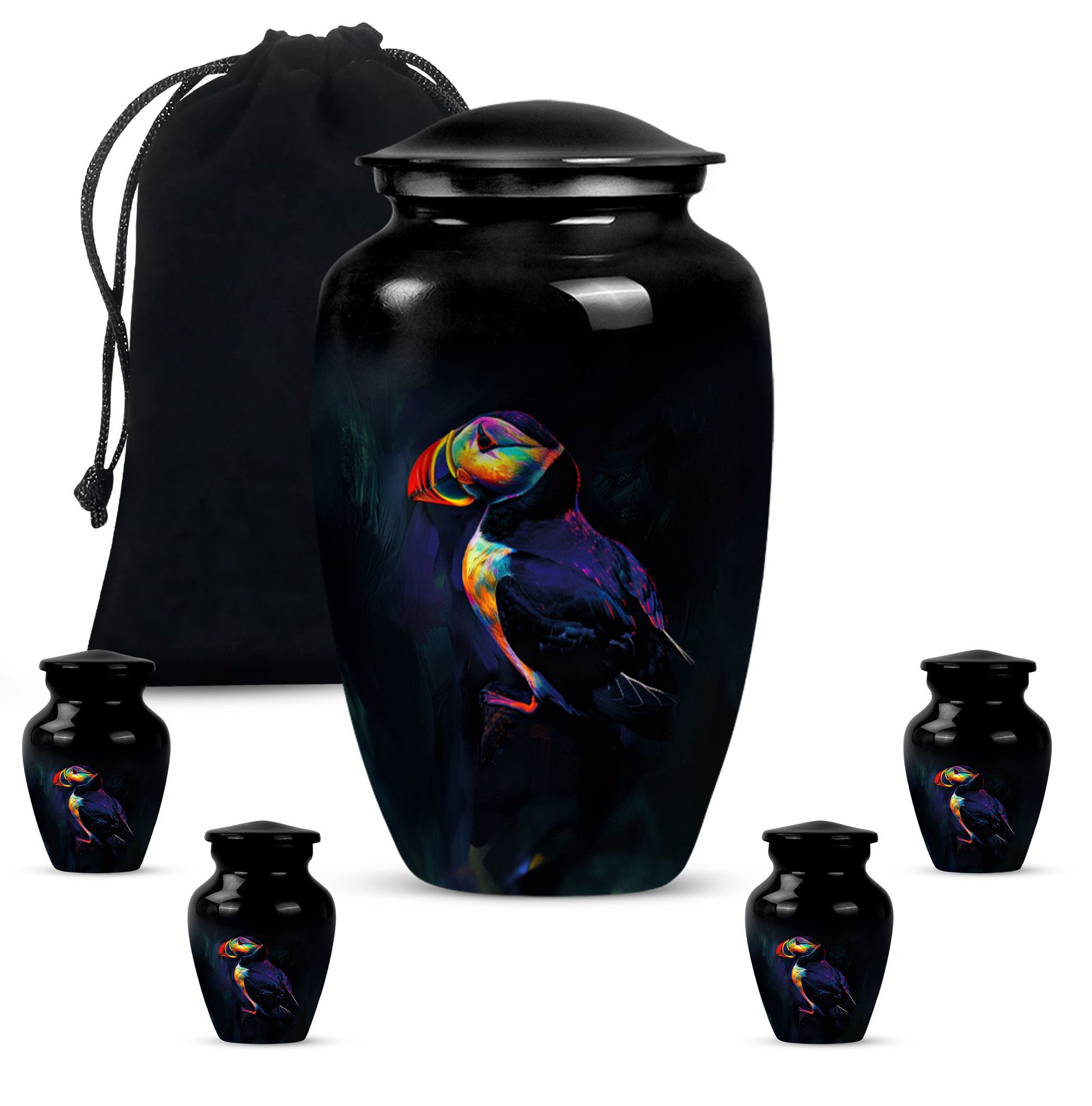 Classic 10-inch Puffin bird urn, handcrafted 