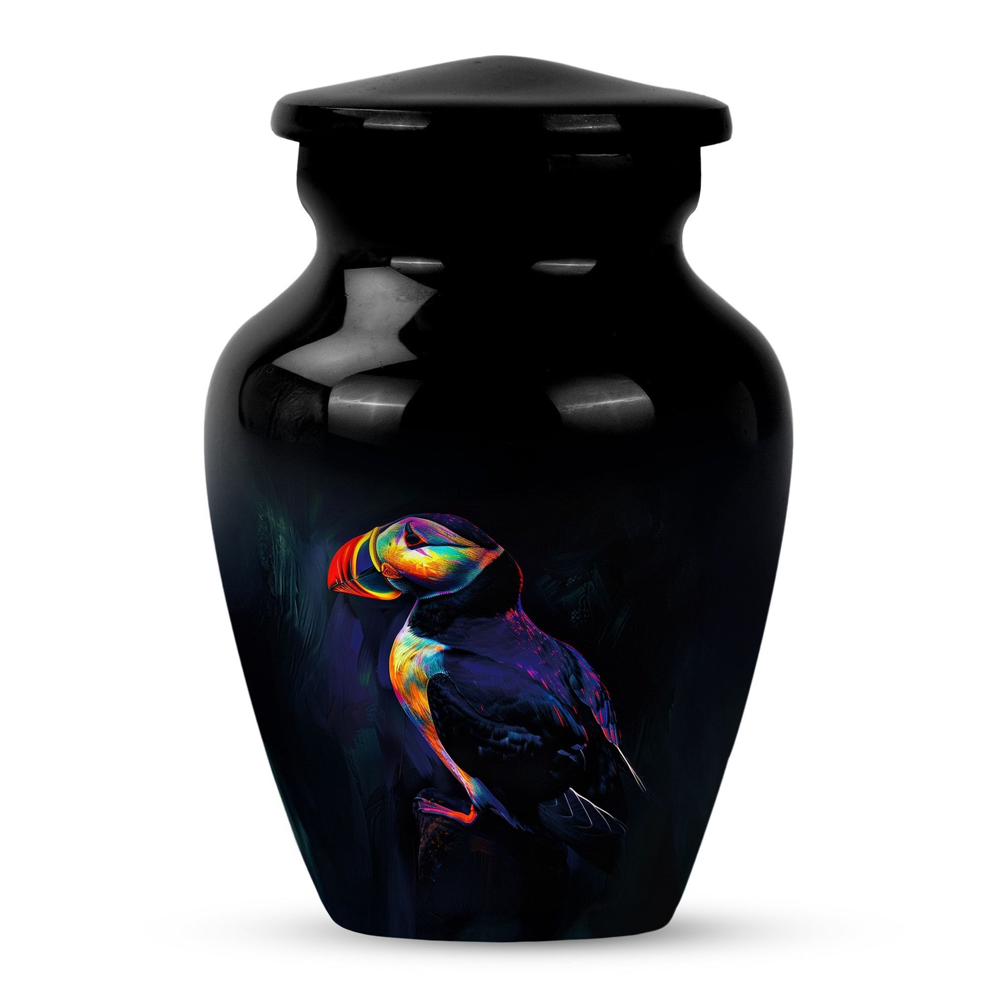 Classic 10-inch Puffin bird urn, handcrafted 