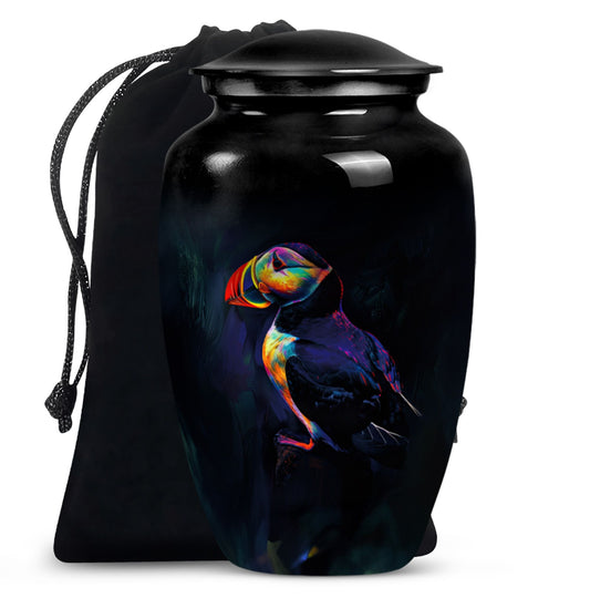 Classic 10-inch Puffin bird urn, handcrafted 