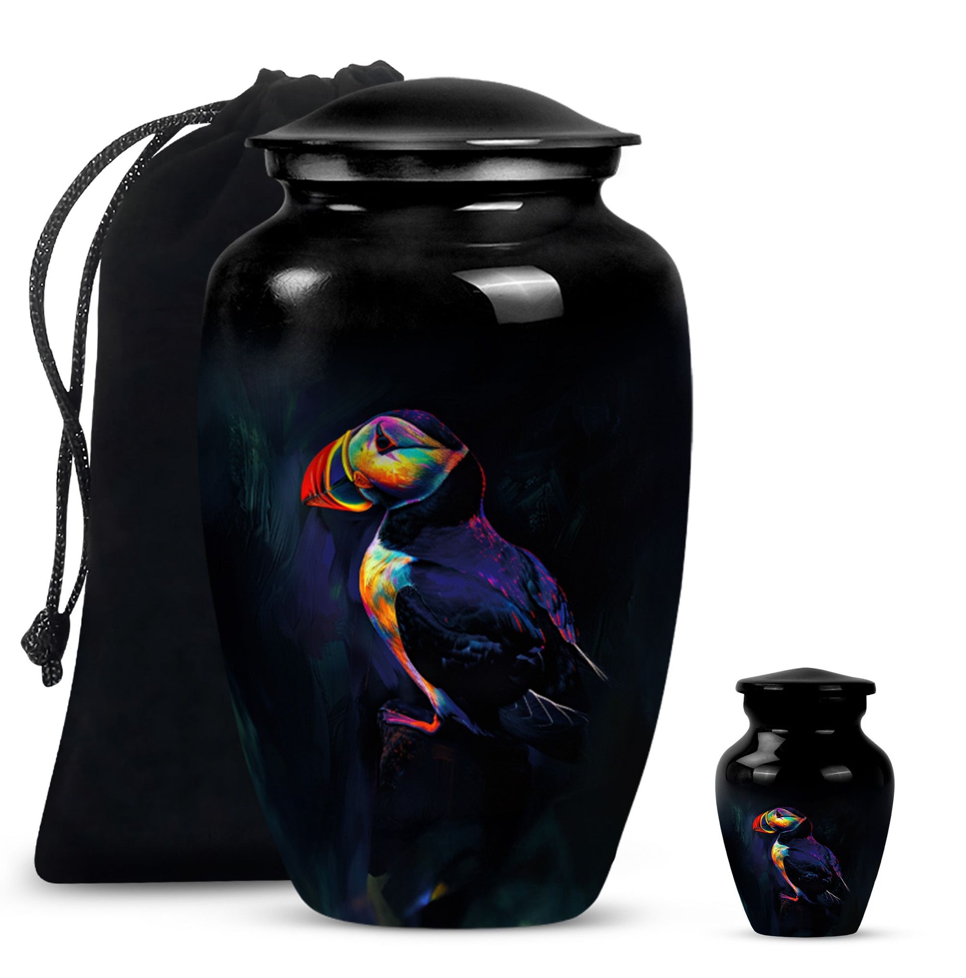 Classic 10-inch Puffin bird urn, handcrafted 